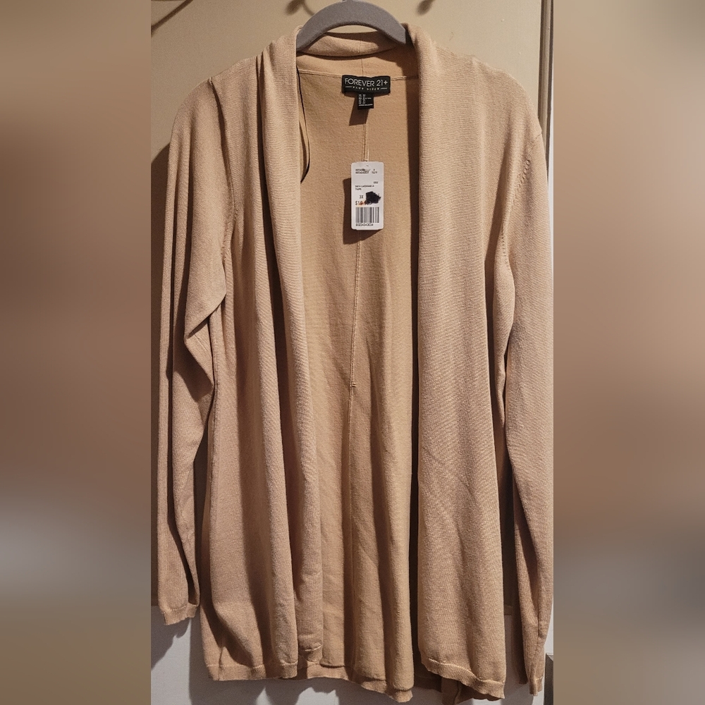 Forever 21 Beige Open-Front Cardigan 3x But Fits Like XL